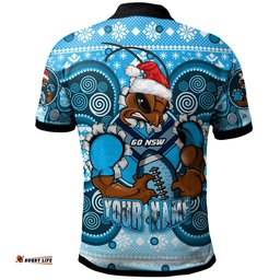 Amazing Aussie Cockroaches Christmas Custom NSW Blues Cockroaches Mascot Aboriginal Inspired Christmas Polo Shirt