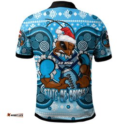 Amazing Aussie Cockroaches Christmas Custom NSW Blues Cockroaches Mascot Aboriginal Inspired Christmas Polo Shirt