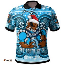 Amazing Aussie Cockroaches Christmas Custom NSW Blues Cockroaches Mascot Aboriginal Inspired Christmas Polo Shirt