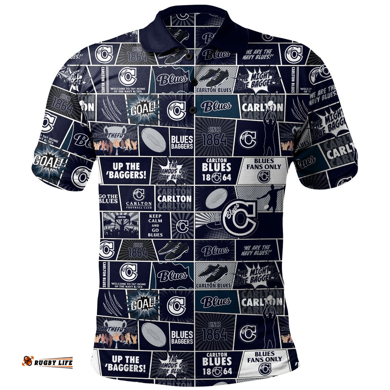 Amazing Aussie Carlton Legacy Of The Pride Comic Style Polo Shirt