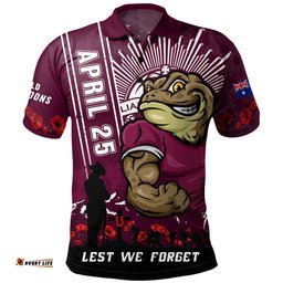 Amazing Aussie Queensland Maroons Anzac Day Lest We Forget Strong Fighting Spirit Polo Shirt