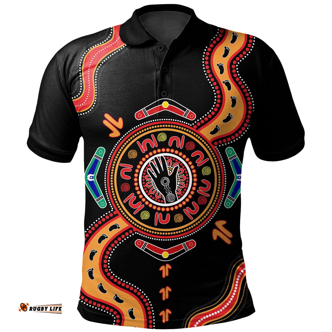 Amazing Aussie Australia Aboriginal Inspired Meeting Place Style Of Dot Painting Polo Shirt