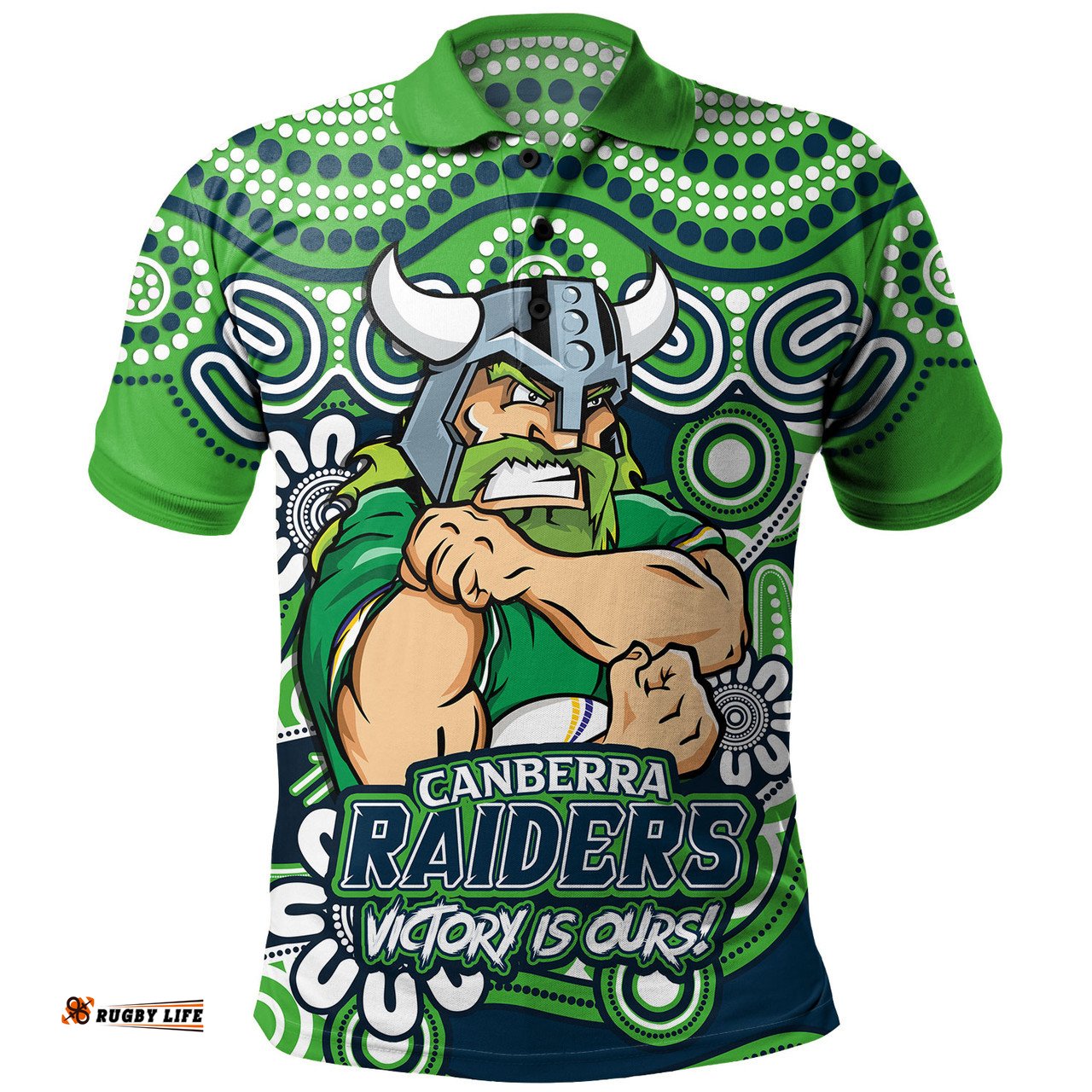 Amazing Aussie Canberra Raiders Aboriginal Inspired Tough Fan Rugby For Life Polo Shirt
