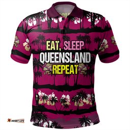 Amazing Aussie Cane Toads Sport Eat Sleep Repeat With Tropical Patterns Polo Shirt