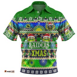 Amazing Aussie Canberra Raiders Christmas Aboriginal Custom Indigenous Knitted Ugly Xmas Style Polo Shirt