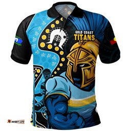 Amazing Aussie Gold Coast Titans NAIDOC Indigenous Warrior Spirit Polo Shirt