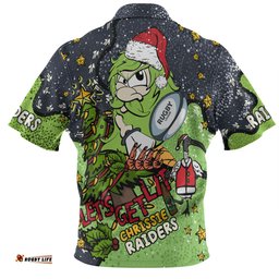 Amazing Aussie Canberra Raiders Christmas Custom Let's Get Lit Chrisse Pressie Polo Shirt