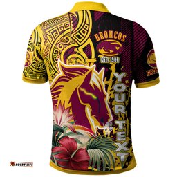 Amazing Aussie Brisbane Broncos Polynesian Custom Super Broncos With Polynesian Tribal Pattern And Hibiscus Flower Polo Shirt
