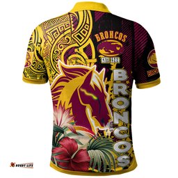 Amazing Aussie Brisbane Broncos Polynesian Custom Super Broncos With Polynesian Tribal Pattern And Hibiscus Flower Polo Shirt