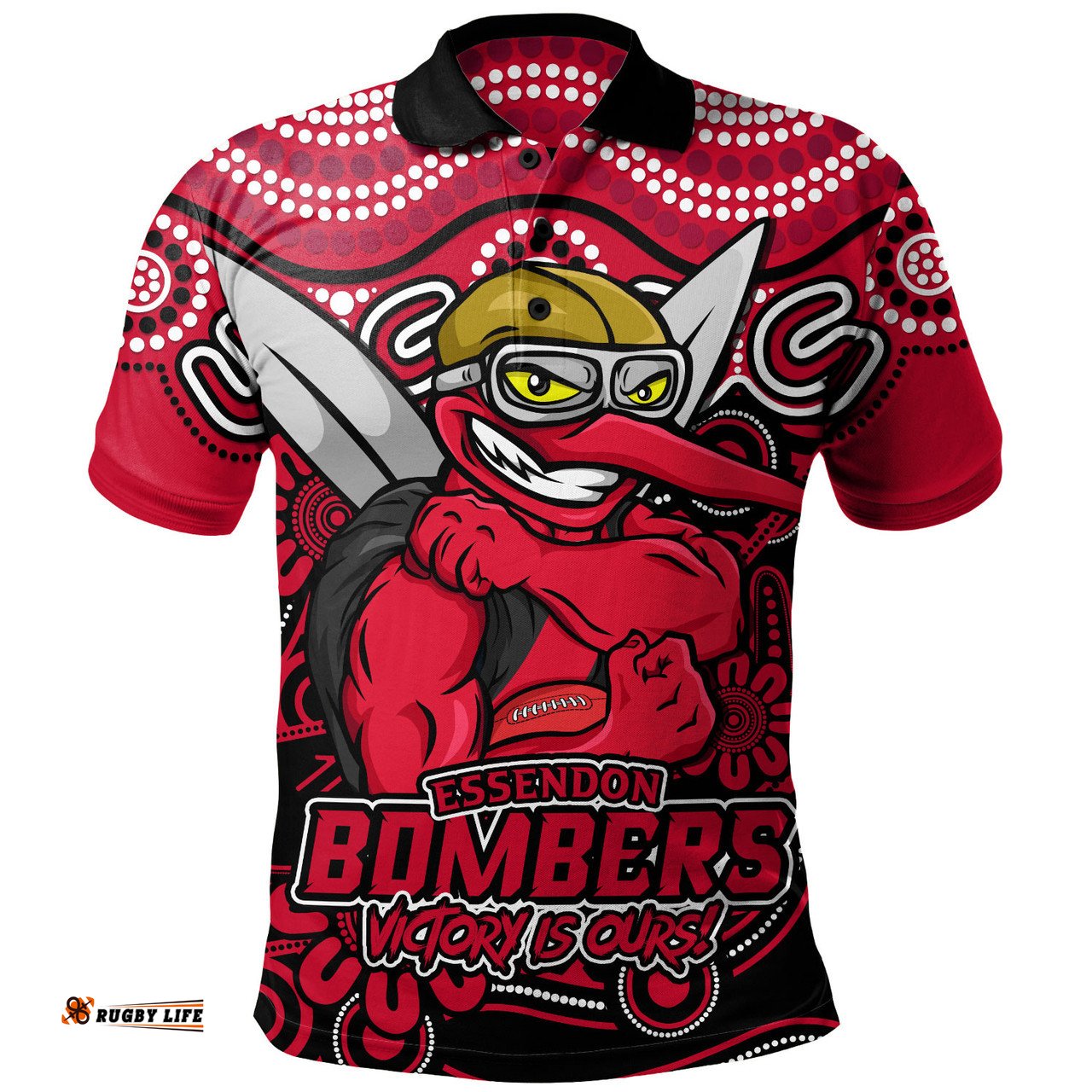 Amazing Aussie Essendon Aboriginal Inspired Tough Fan Football For Life Polo Shirt