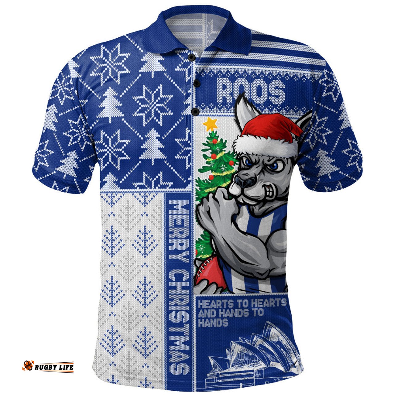 Amazing Aussie North Melbourne Merry Christmas Knit Style Festive Spirit Polo Shirt