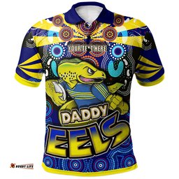 Amazing Aussie Parramatta Eels Custom Father's Day With Aboriginal Inspired Daddy Parramatta Eels Best Dad Ever Dad We Love You Quotes Polo Shirt