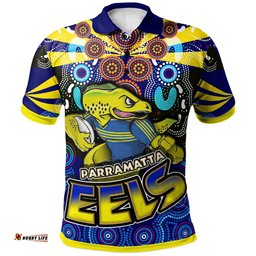 Amazing Aussie Parramatta Eels Custom Father's Day With Aboriginal Inspired Daddy Parramatta Eels Best Dad Ever Dad We Love You Quotes Polo Shirt