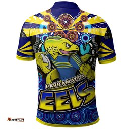 Amazing Aussie Parramatta Eels Custom Father's Day With Aboriginal Inspired Daddy Parramatta Eels Best Dad Ever Dad We Love You Quotes Polo Shirt