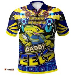 Amazing Aussie Parramatta Eels Custom Father's Day With Aboriginal Inspired Daddy Parramatta Eels Best Dad Ever Dad We Love You Quotes Polo Shirt