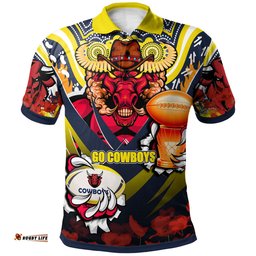 Amazing Aussie North Queensland Cowboys Premierships Custom "Go North Queensland Cowboys!" Champion Claw Scratch Culture Polo Shirt