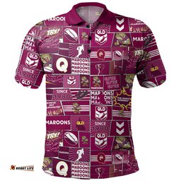 Amazing Aussie Queensland Sport Team Of Us Die Hard Fan Supporters Comic Style Polo Shirt