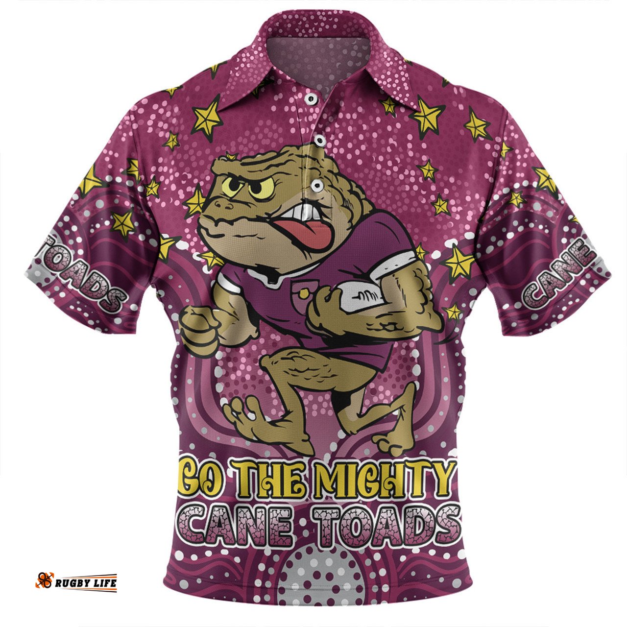 Amazing Aussie Queensland Cane Toads Custom Custom With Aboriginal Inspired Style Of Dot Painting Patterns  Polo Shirt