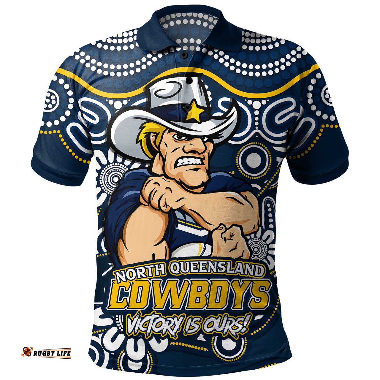 Amazing Aussie North Queensland Cowboys Aboriginal Inspired Tough Fan Rugby For Life Polo Shirt