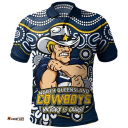 Amazing Aussie North Queensland Cowboys Aboriginal Inspired Tough Fan Rugby For Life Polo Shirt