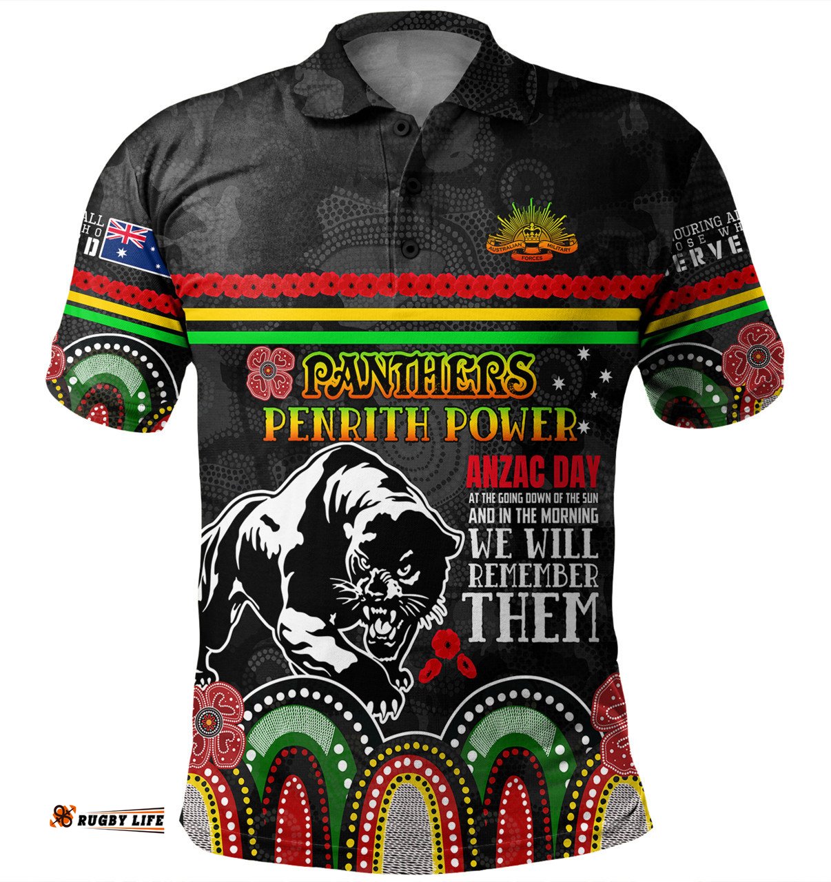 Amazing Aussie Penrith Panthers Anzac Custom Penrith Panthers Power Polo Shirt