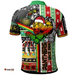 Amazing Aussie Penrith Panthers Christmas Custom Merry Super Penrith Panthers Christmas With Snowflakes Ho Ho Ho Scratch Polo Shirt