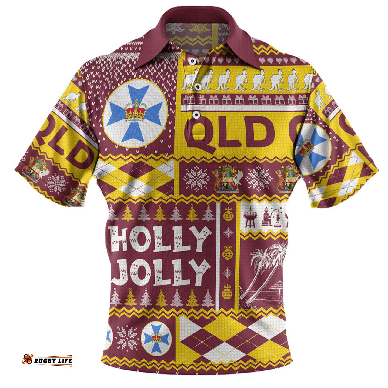 Amazing Aussie Queensland Christmas Holly Jolly Chrissie Polo Shirt