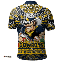 Amazing Aussie North Queensland Cowboys Aboriginal Xmas Special Ugly Christmas Style Polo Shirt