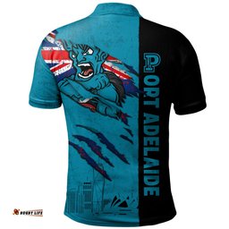 Amazing Aussie Port Adelaide Burning Passion Of Power Scratch Style Polo Shirt