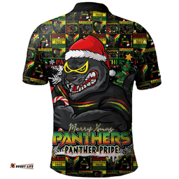 Amazing Aussie Penrith Panthers Merry Ugly Christmas Comic Style Polo Shirt