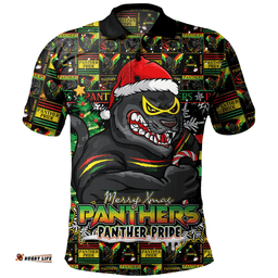 Amazing Aussie Penrith Panthers Merry Ugly Christmas Comic Style Polo Shirt