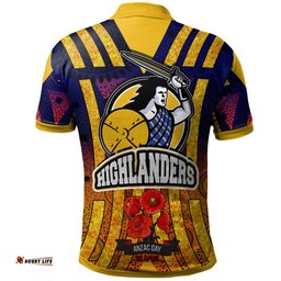 Amazing Aussie Otago Highlanders Rugby Aboriginal Inspired Anzac Day Otago Highlanders With Poppy Flower Polo Shirt
