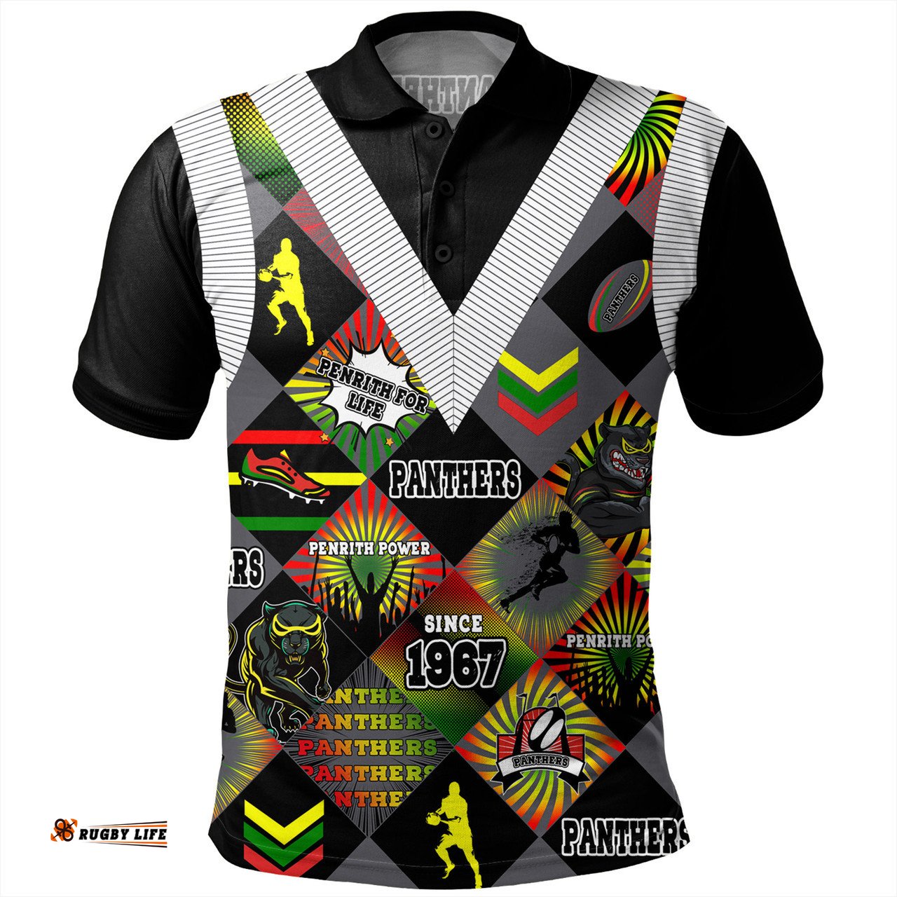 Amazing Aussie Penrith Panthers Argyle Patterns Style Tough Fan Rugby For Life Polo Shirt