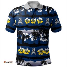 Amazing Aussie North Queensland Cowboys Tropical Hibiscus and Coconut Trees Polo Shirt