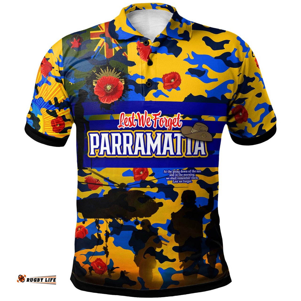 Amazing Aussie Parramatta Eels Anzac Custom Parramatta Eels Jersey Poppies Anzac Polo Shirt