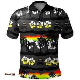 Amazing Aussie Penrith Panthers Tropical Hibiscus and Coconut Trees Polo Shirt