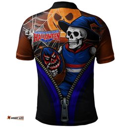 Amazing Aussie Western Bulldogs Halloween Night Reaper Zipper Polo Shirt