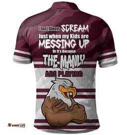 Amazing Aussie Manly Warringah Sea Eagles Mother's Day Screaming Mom and Crazy Fan Polo Shirt
