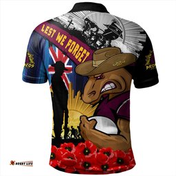 Amazing Aussie Brisbane Broncos United In Spirit Anzac Day Tribute Polo Shirt