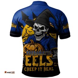 Amazing Aussie Parramatta Eels Dark Moon Rugby Halloween Battle Edition Polo Shirt