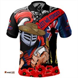 Amazing Aussie Newcastle Knights United In Spirit Anzac Day Tribute Polo Shirt