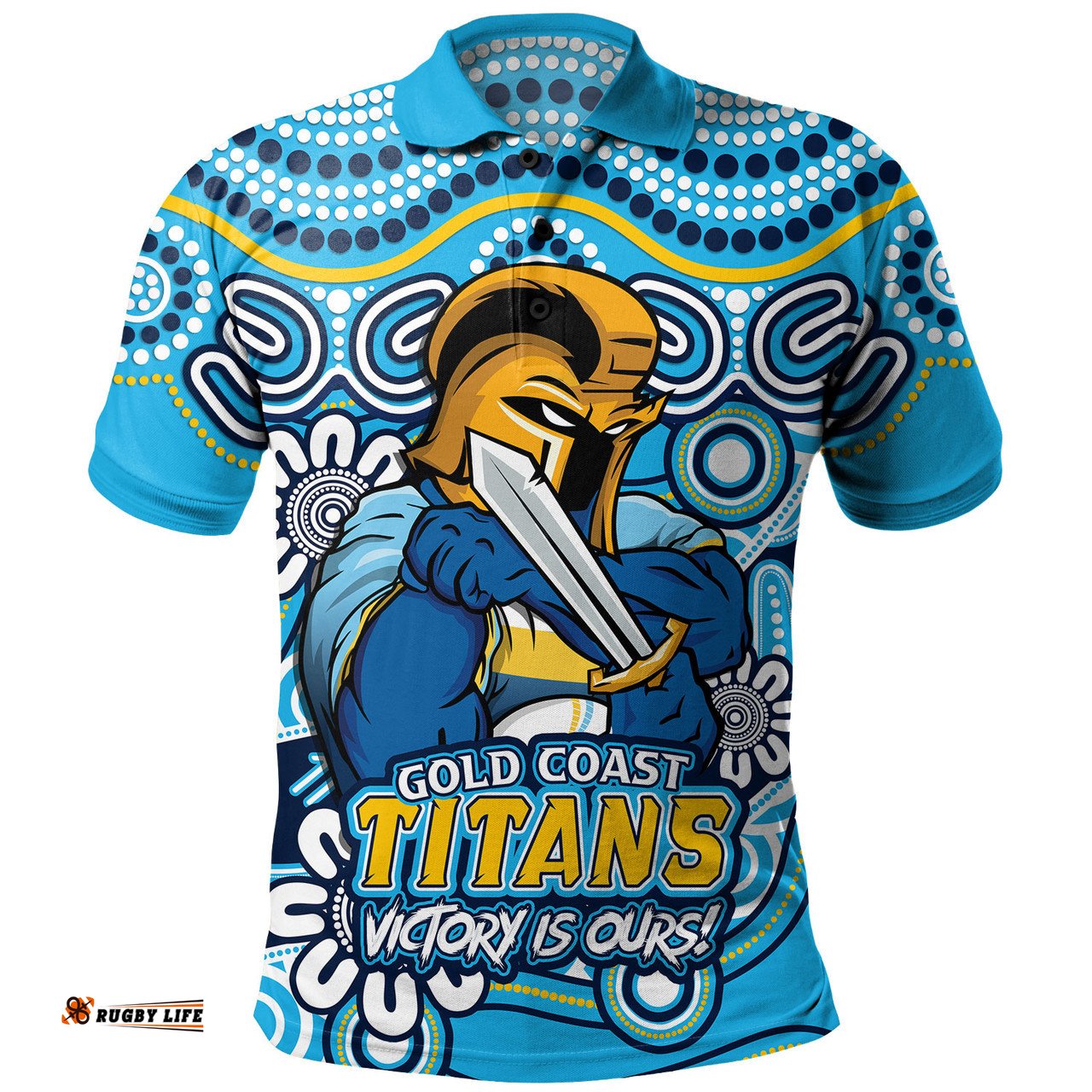 Amazing Aussie Gold Coast Titans Aboriginal Inspired Tough Fan Rugby For Life Polo Shirt
