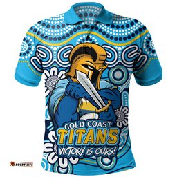 Amazing Aussie Gold Coast Titans Aboriginal Inspired Tough Fan Rugby For Life Polo Shirt