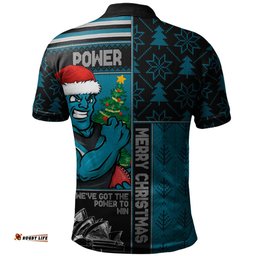 Amazing Aussie Port Adelaide Merry Christmas Knit Style Festive Spirit Polo Shirt