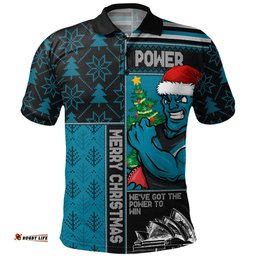 Amazing Aussie Port Adelaide Merry Christmas Knit Style Festive Spirit Polo Shirt