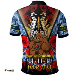Amazing Aussie North Queensland Cowboys Custom Remembrance Day Pause To Remember Polo Shirt