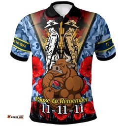 Amazing Aussie North Queensland Cowboys Custom Remembrance Day Pause To Remember Polo Shirt