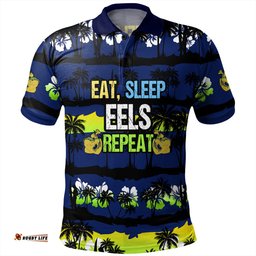 Amazing Aussie Parramatta Eels Sport Eat Sleep Repeat With Tropical Patterns Polo Shirt