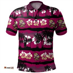 Amazing Aussie Queensland Sport Tropical Hibiscus and Coconut Trees Polo Shirt