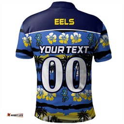 Amazing Aussie Parramatta Eels Sport Tropical Hibiscus and Coconut Trees Polo Shirt